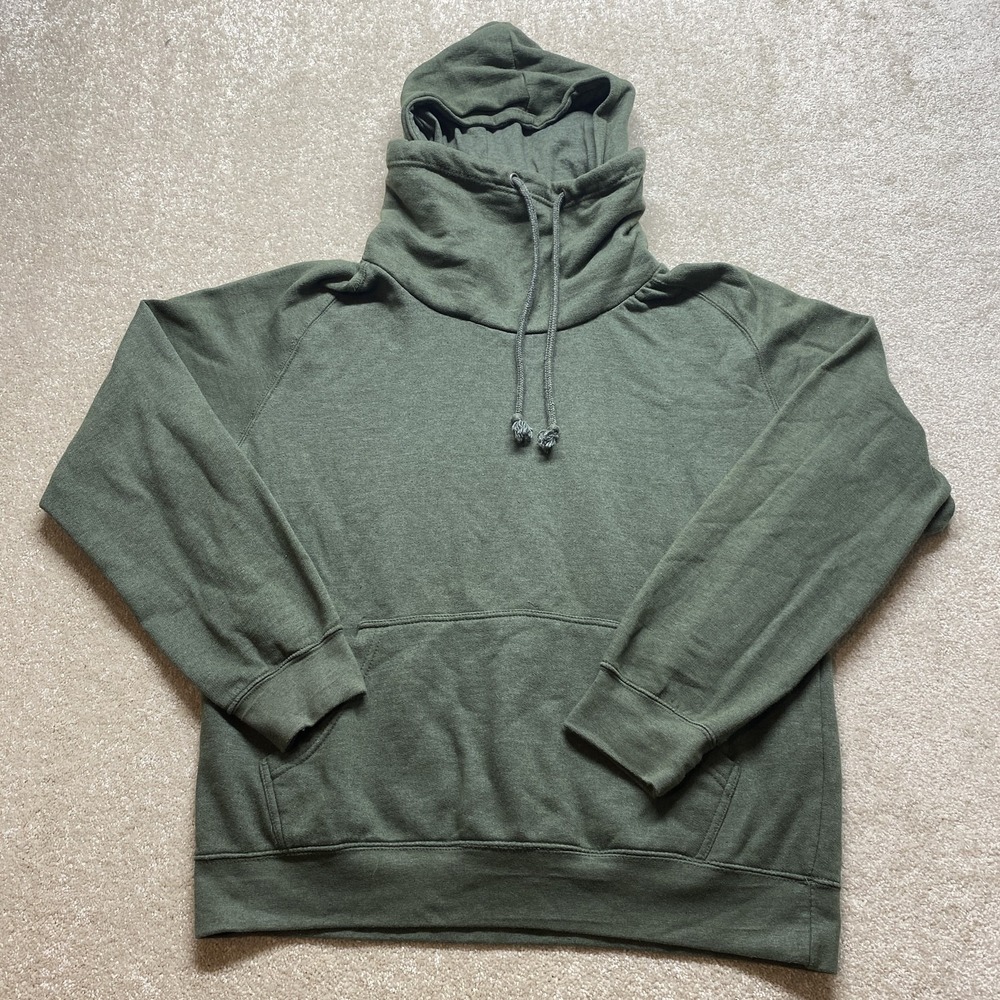 Carbon Hoodie Mens Large High Neck Pullover Sweatshirt Kangaroo Pocket Drawstrin